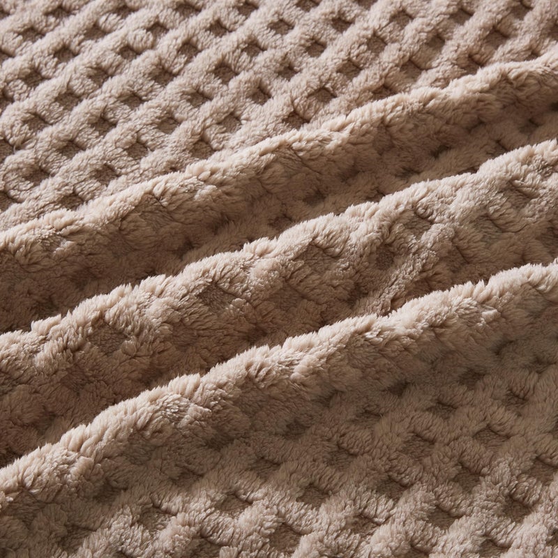 Serenhom Soft Cozy Fuzzy Fleece Twin Blanket  Waffle Light Taupe  60x80 Inches - Lightweight  Fluffy  and Warm 3D Jacquard All-Season Blanket for Couch  Bed  Sofa  Home Decor  Camping  and Travel - Image 5